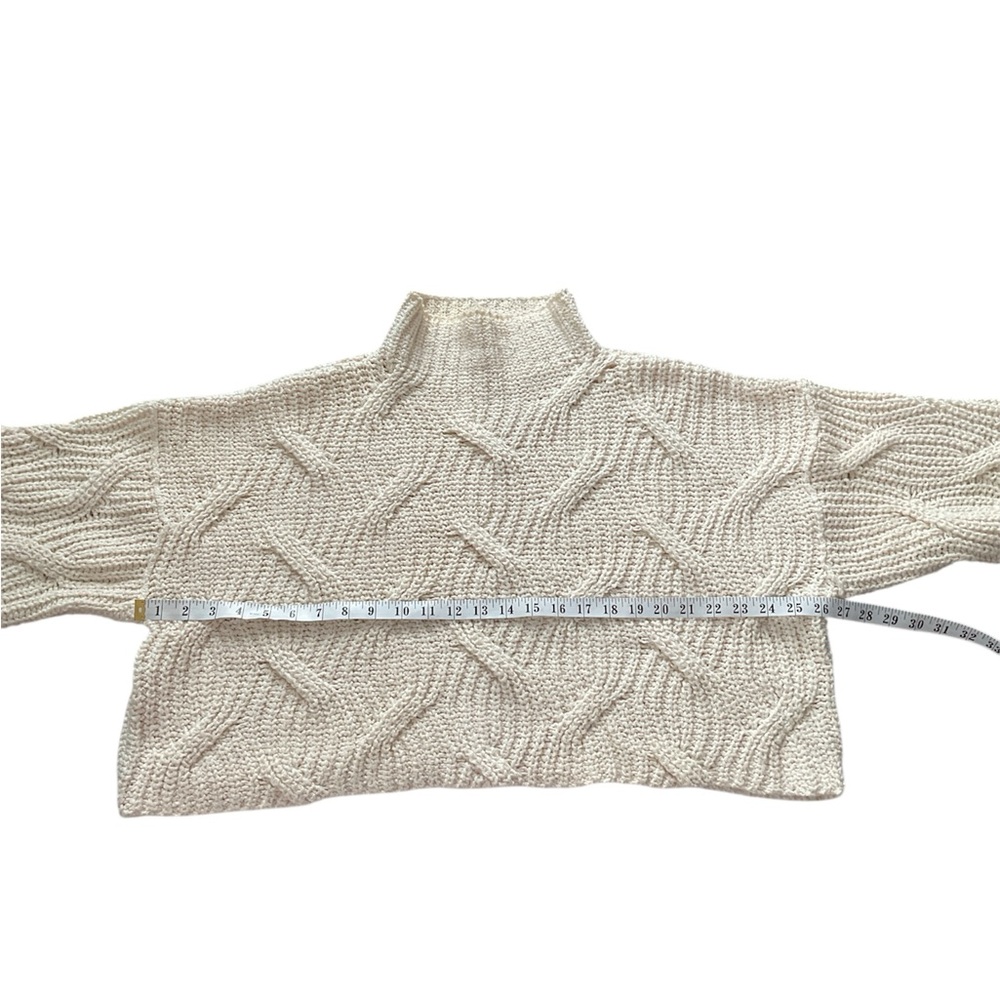 Free People Seasons Change Cable Turtleneck Balloon Sleeve Sweater, S - Picture 12 of 14